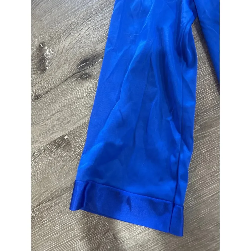 Vintage 70s Vanity Fair Royal Blue Silky Pajama Set L